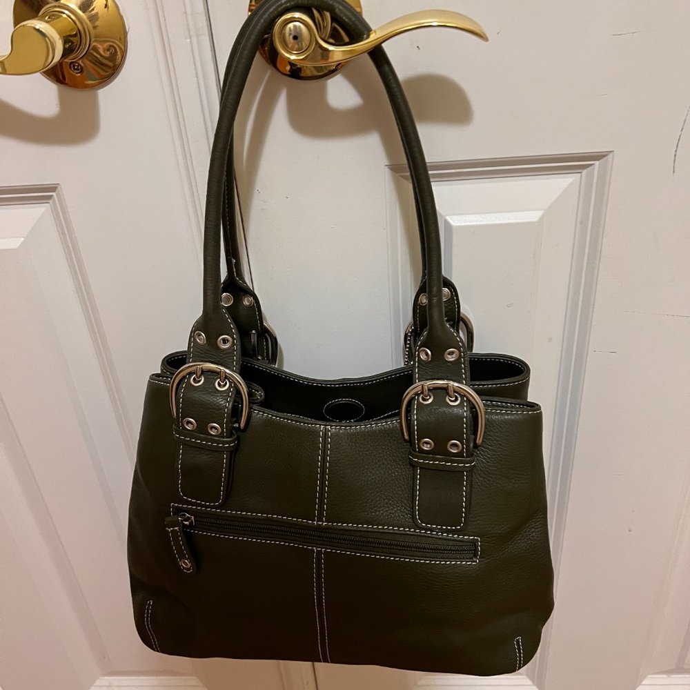Tignanello  Leather Olive green French style handbag